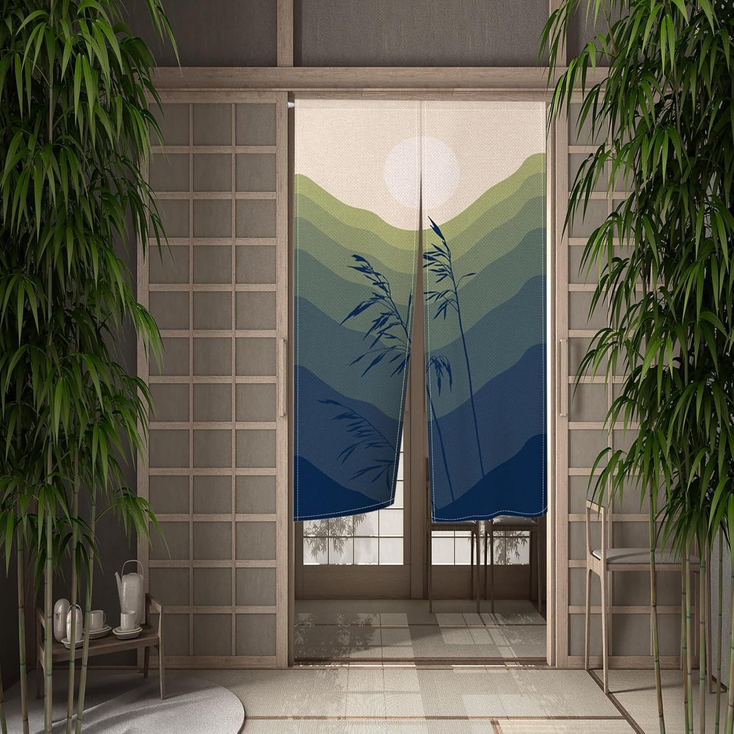Leowefowa Japanese Noren Door Curtain Boho Style