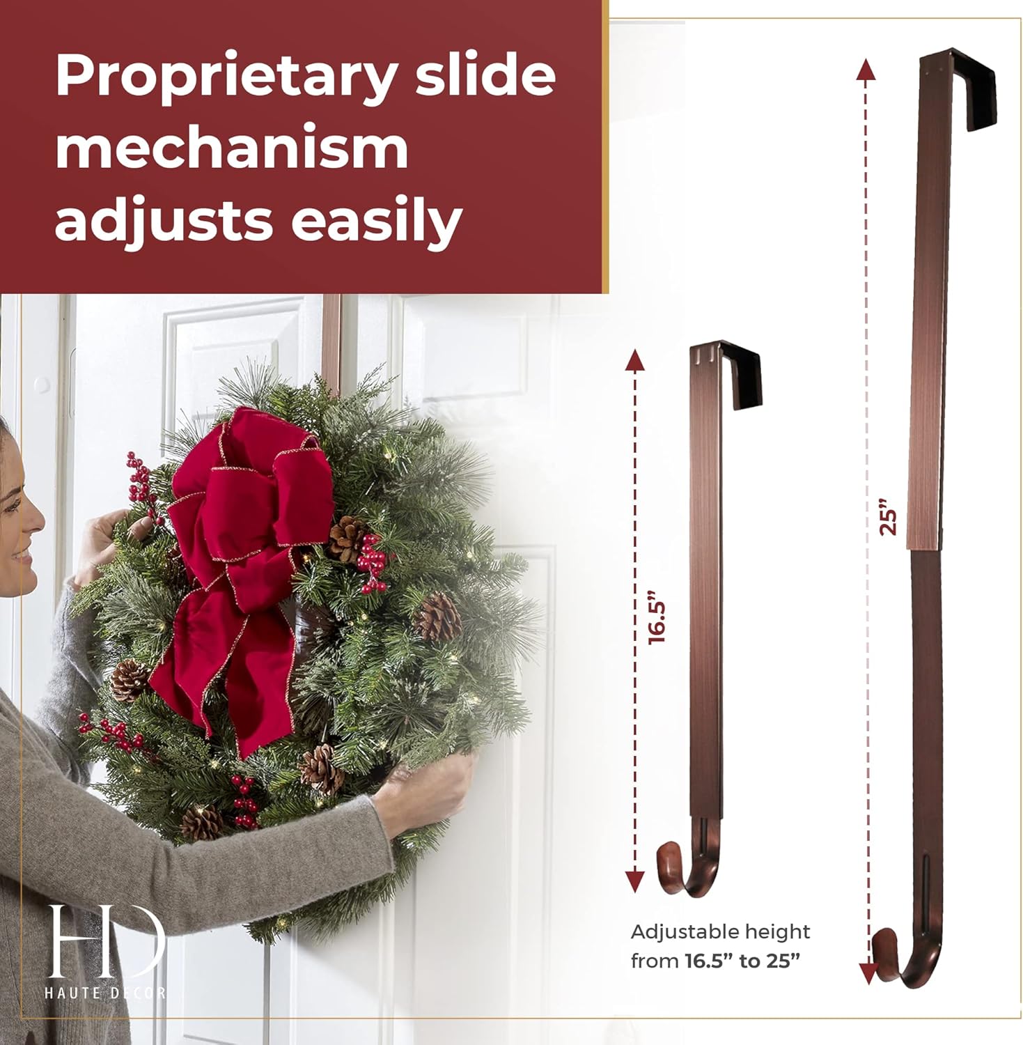 Haute Decor Adjustable Wreath Hanger with Seasonal Icons