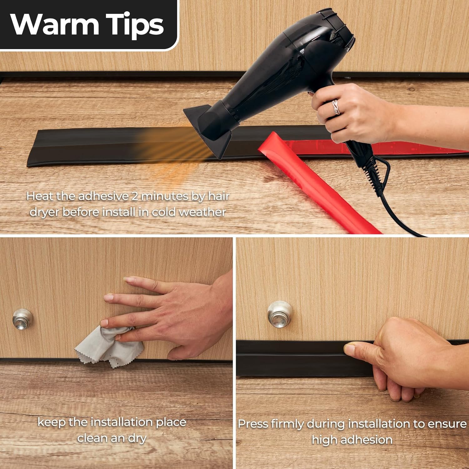 Ohuhu Door Draft Stopper 2 Pack 39 Inch Black silicone Seal