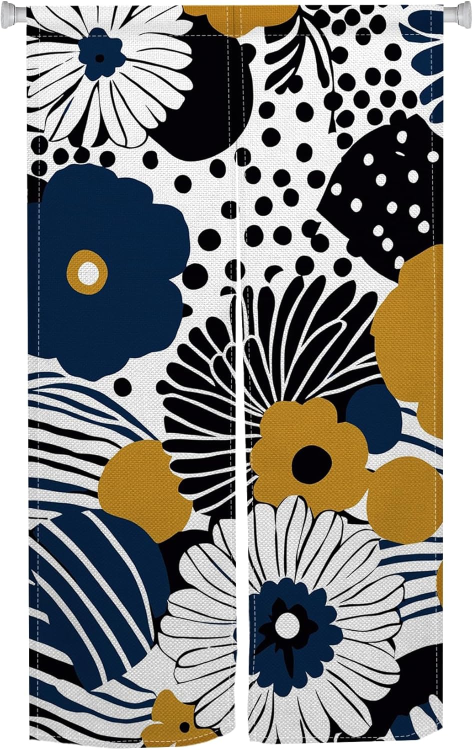 Blue Yellow Floral Noren Door Curtain Panel 335x709