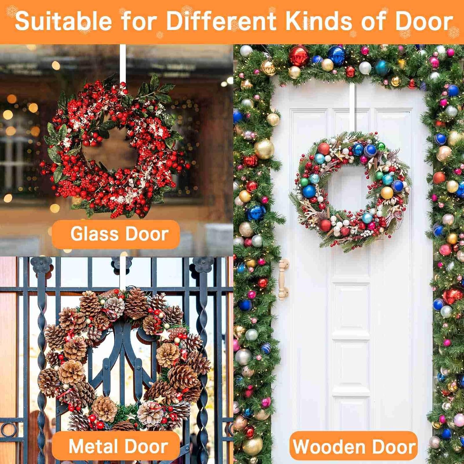 12 White Wreath Hanger Hooks for Front Door 2 Pack