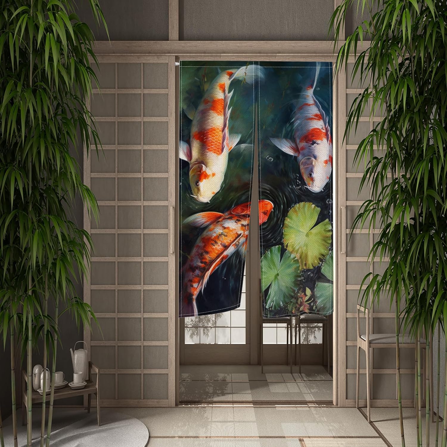 Japanese Noren Door Curtain with Koi Fish Pattern