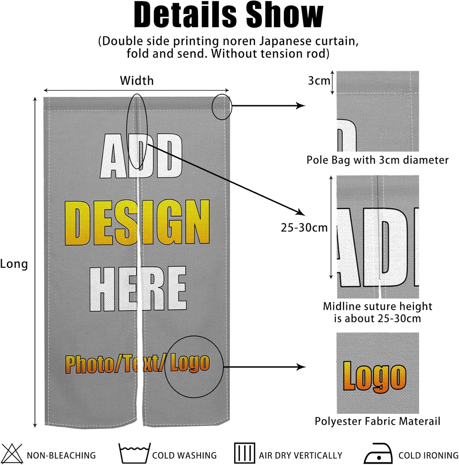 Customizable Double Sided Japanese Noren Curtain Panel