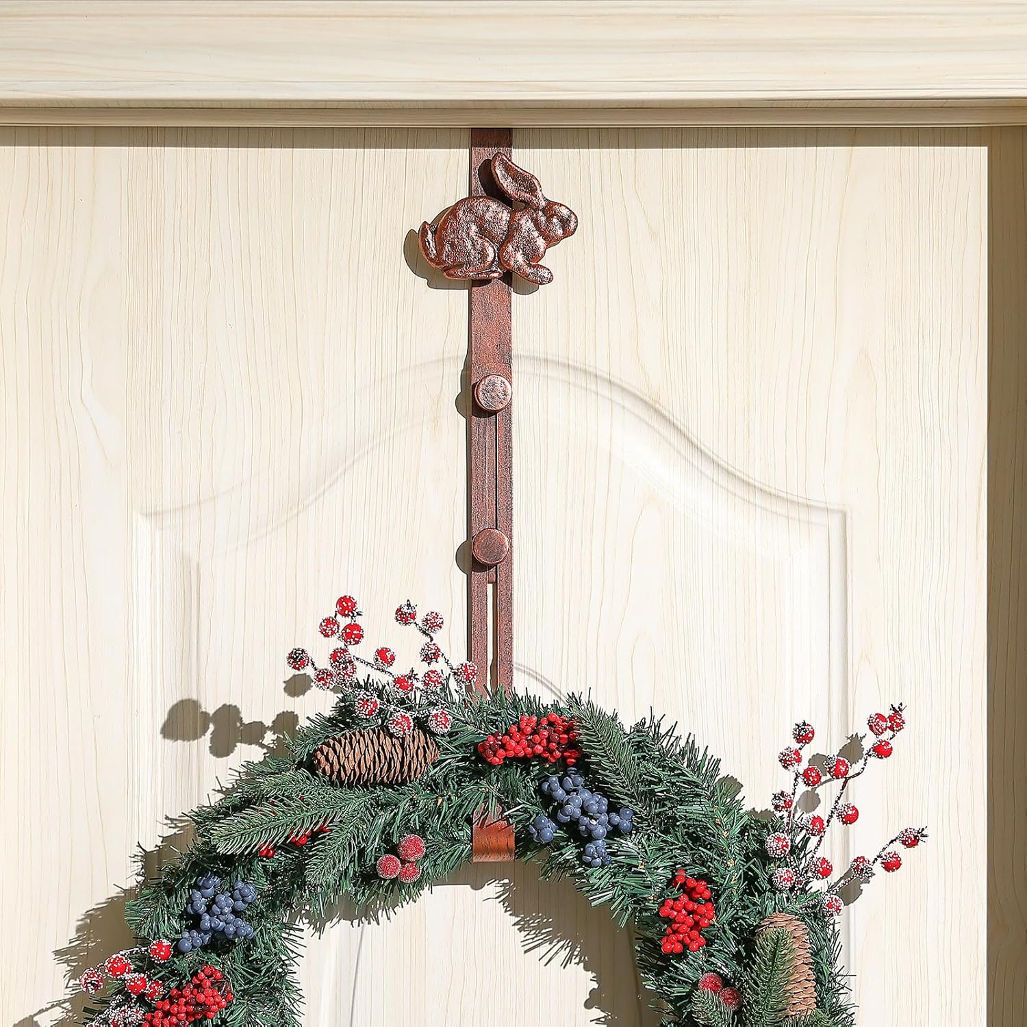 16 Inch Iron Rabbit Bunny Wreath Hanger for Front Door