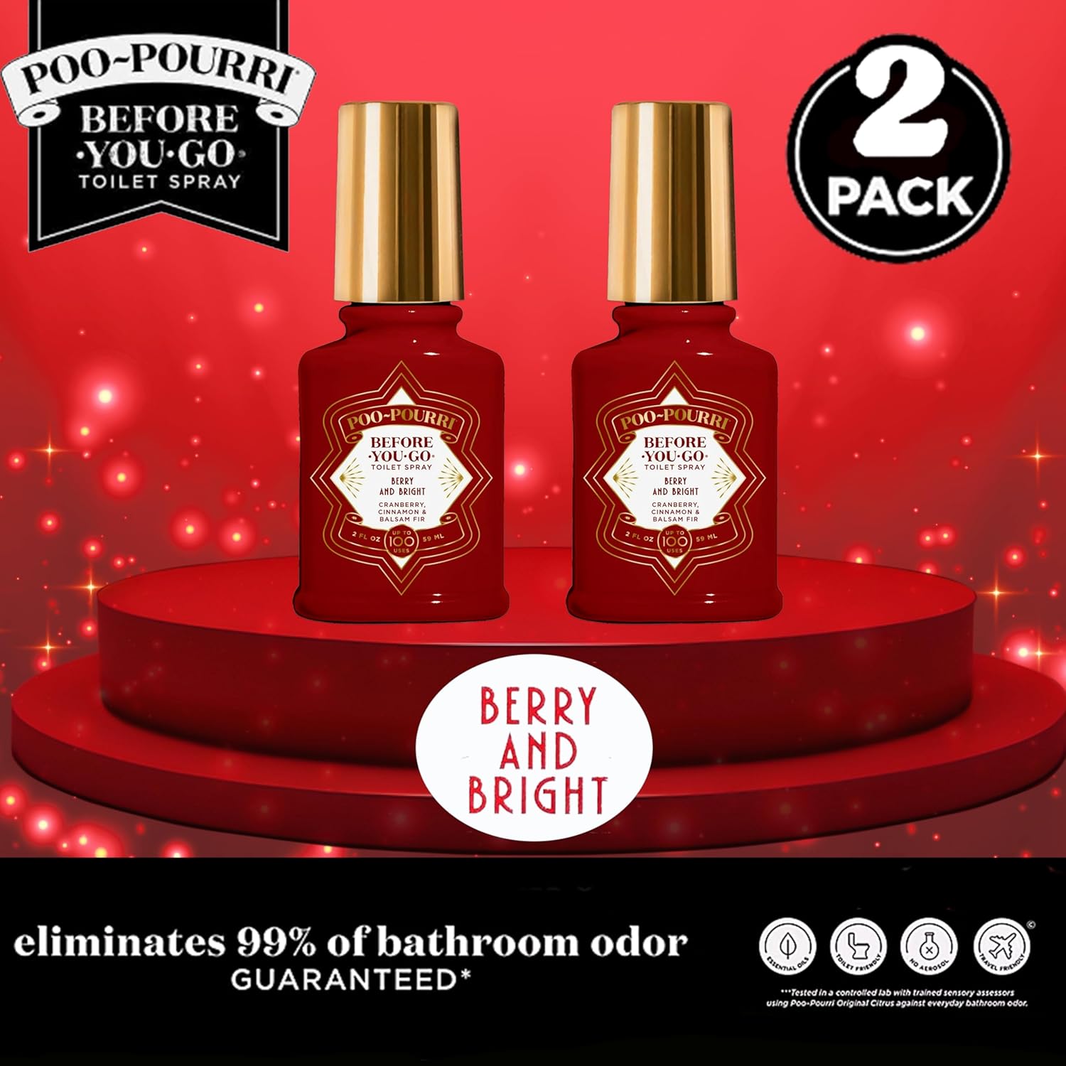 Poo-Pourri Berry and Bright Toilet Spray Pack of 2