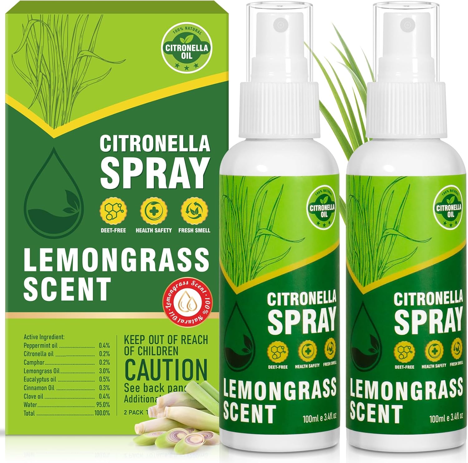 DERDUFT Citronella Spray 200ml DEET-Free Natural Scent
