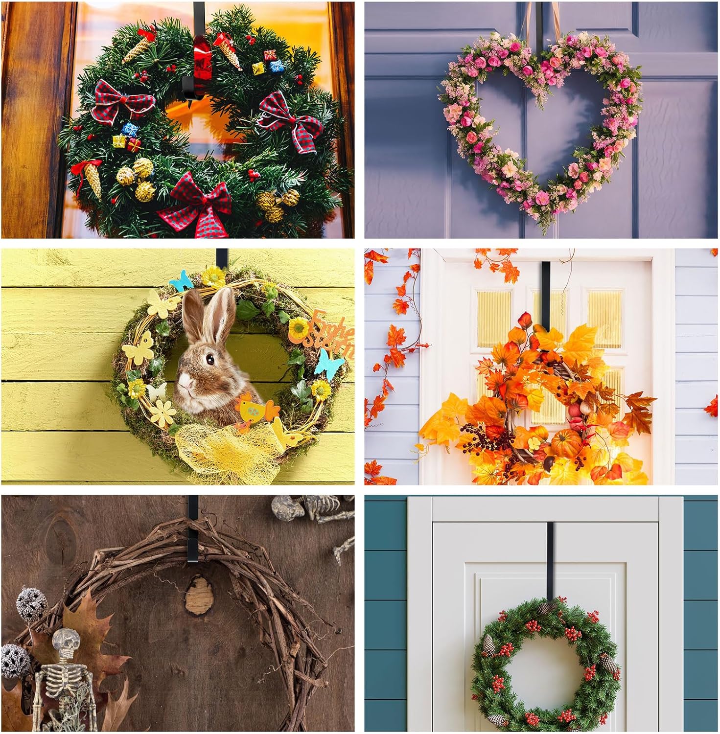 2 Pcs 12 Inches Double Sided Wreath Hanger for Front Door