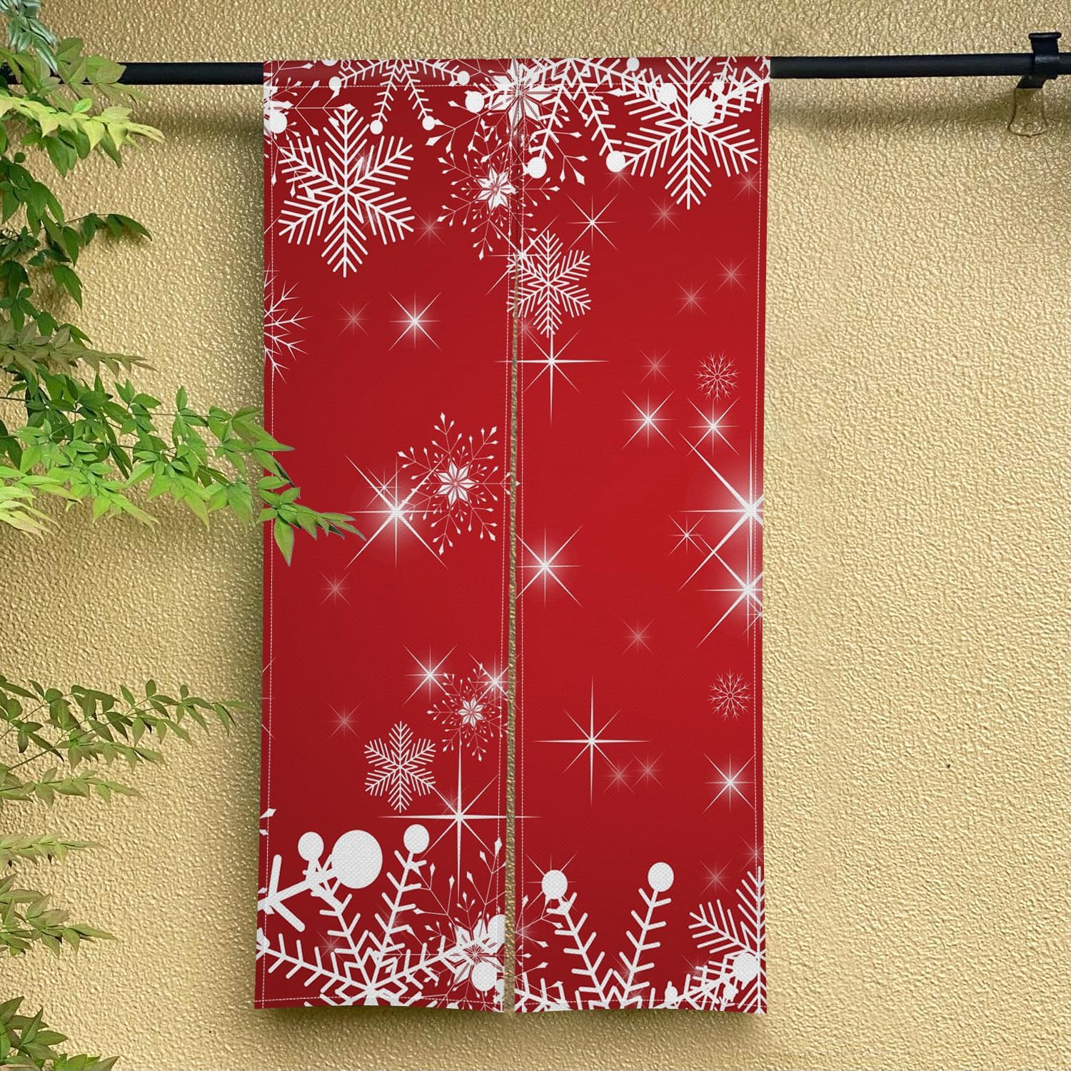 ChloropLastid Japanese Noren Door Curtain Red Christmas 34x60