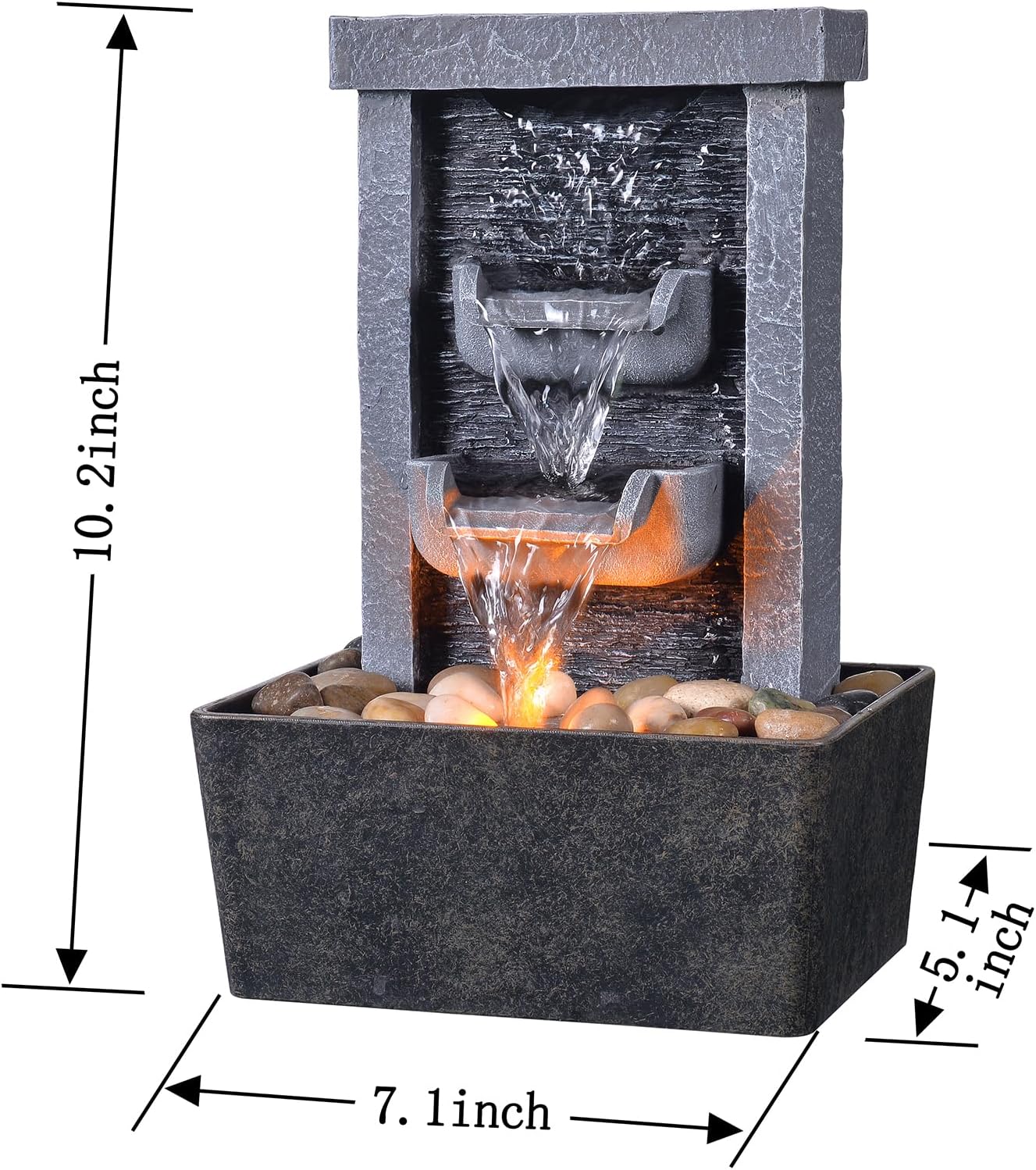 GOSSI Indoor Waterfall Fountain with LED Lighting