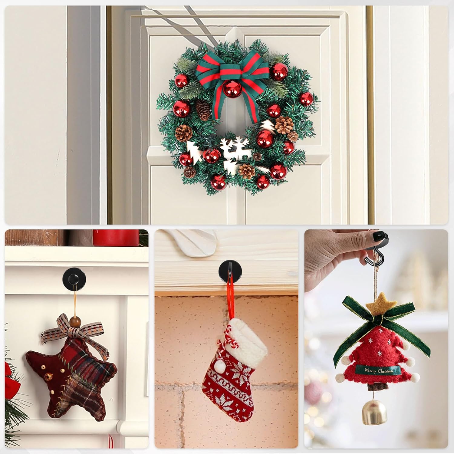 Neosmuk Magnetic Wreath Hanger Pack of 3 Black