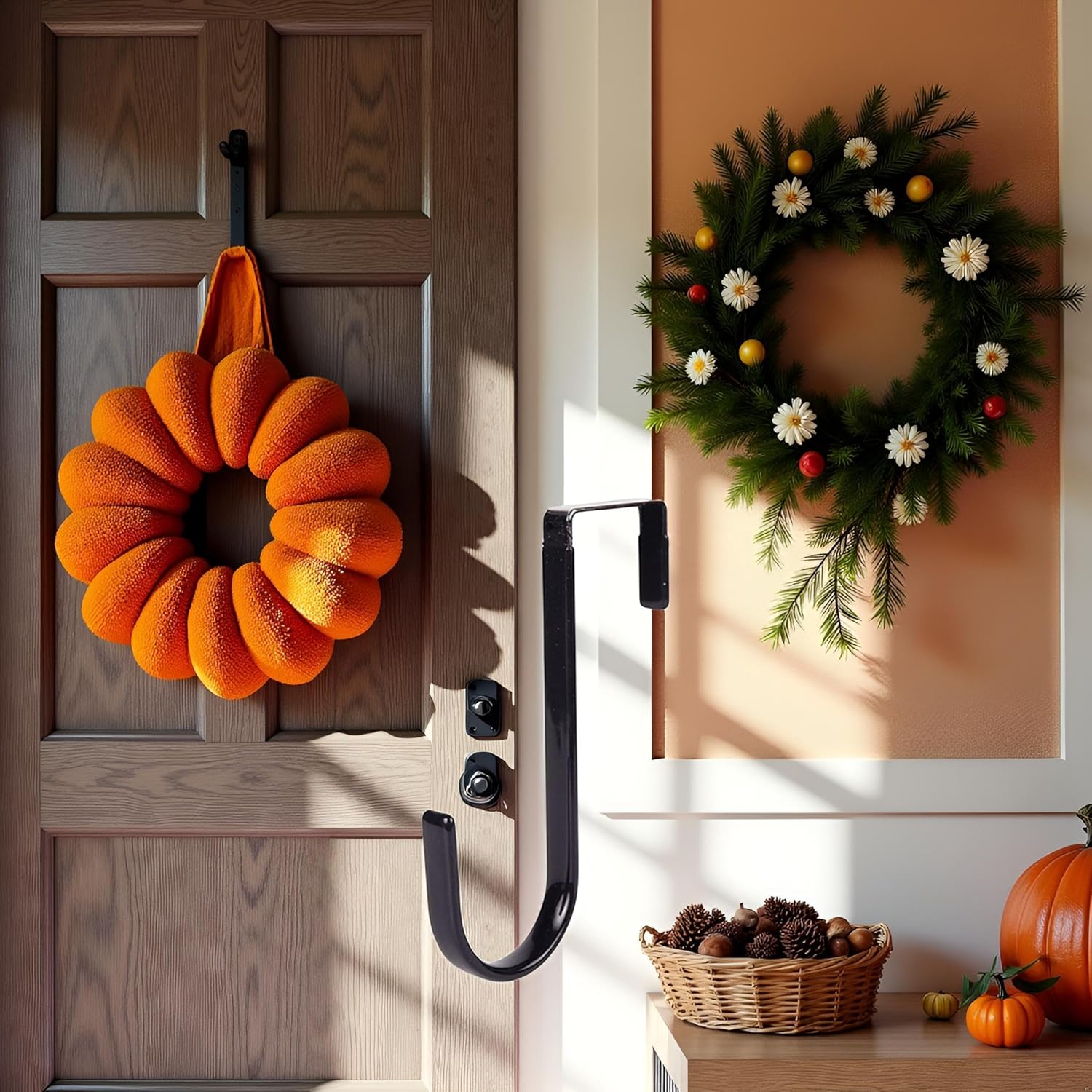 Black Wreath Hanger - Heavy Duty Seasonal Decor Hook