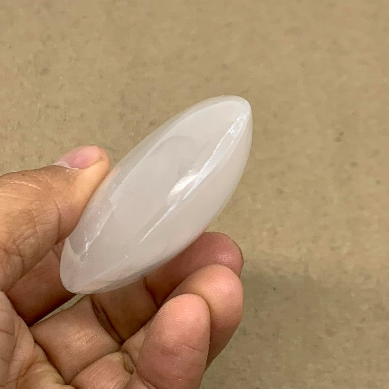 WatanGems 110g Natural Selenite Palm-Stone Crystal Pillow Shape Collectible