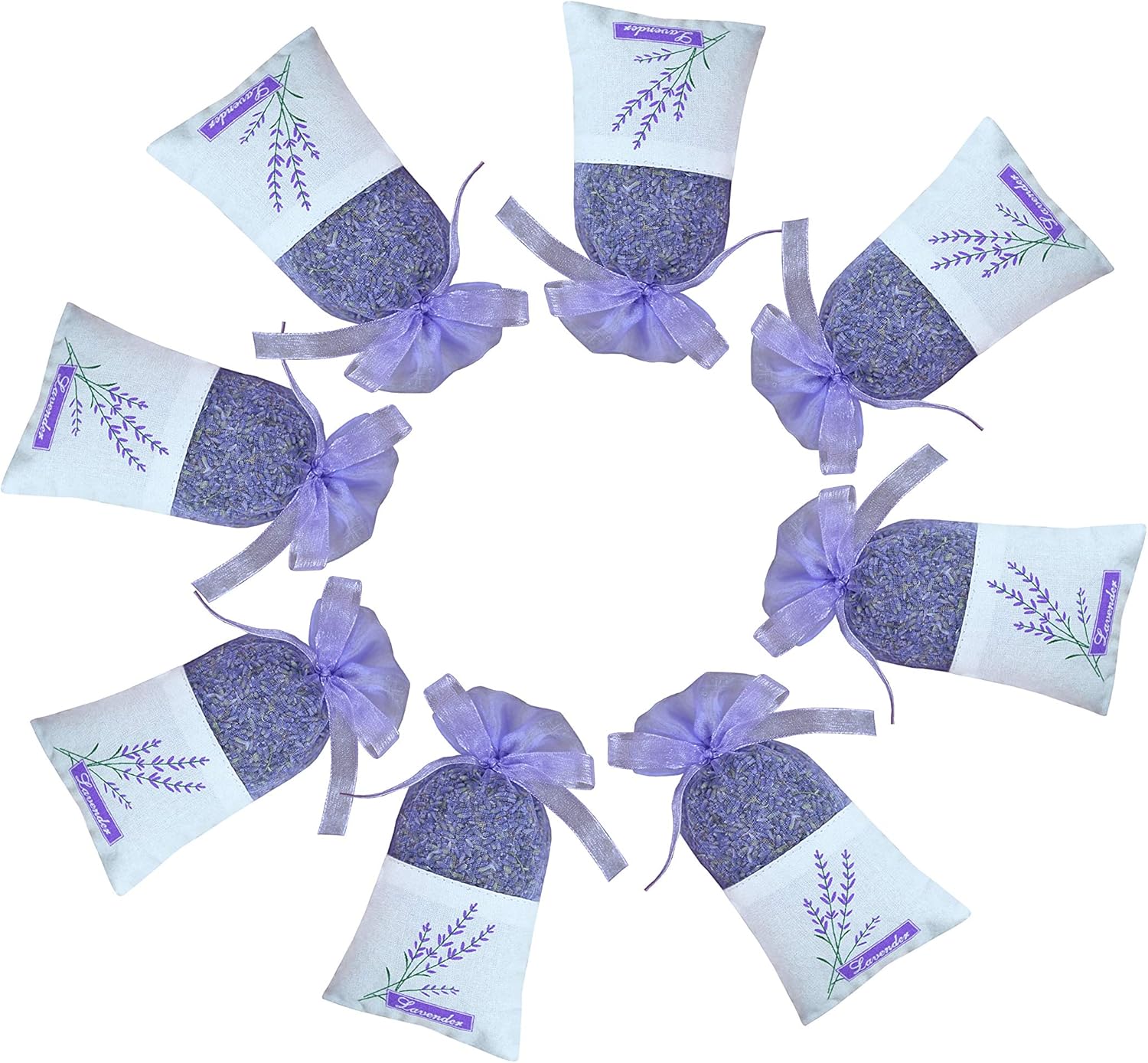 Sanrich 50PCS Lavender Sachet Bags Empty Purple Gauze Ribbons