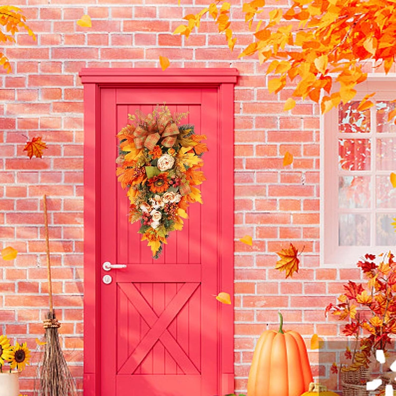 Premium Fall Wreath for Front Door and Windows