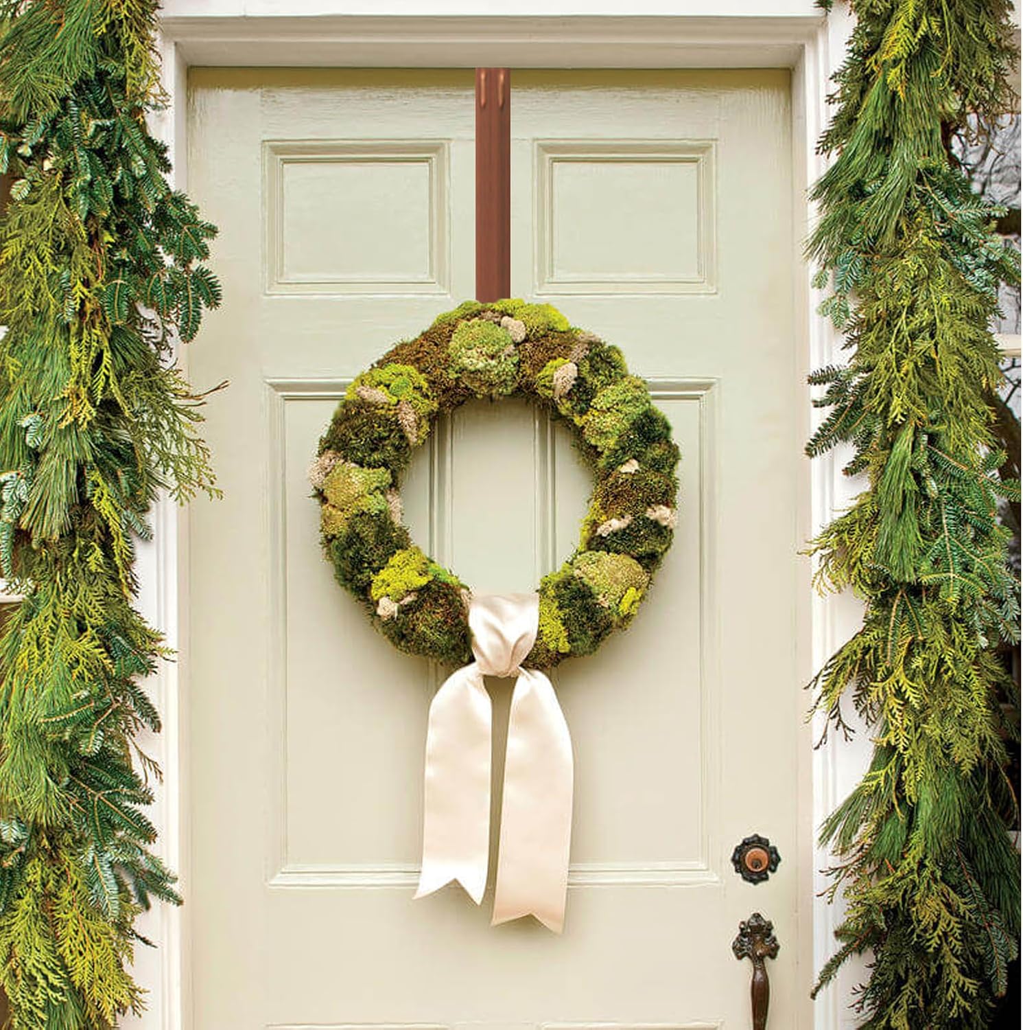Adjustable Wreath Hanger for Front Door Brushed Bronze
