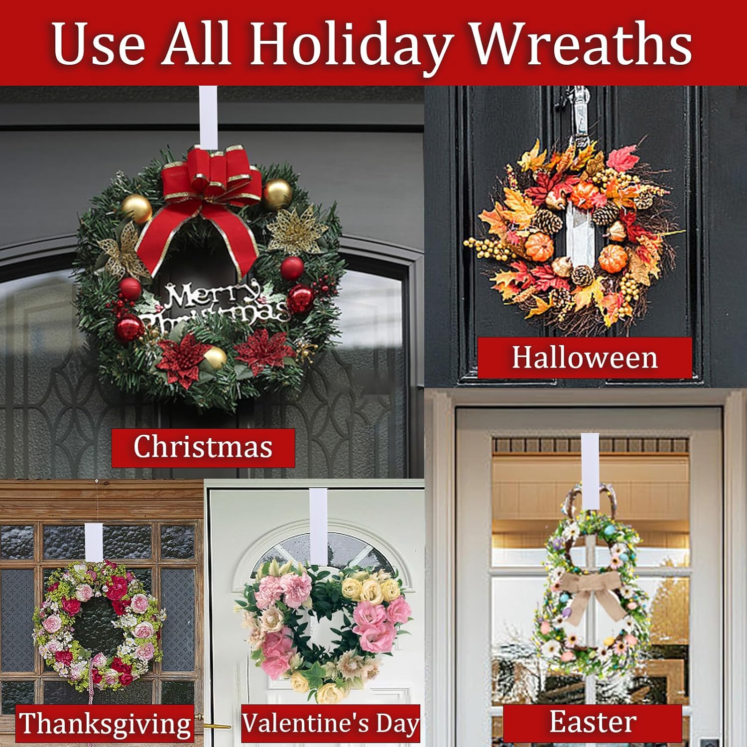 2 Pack Clear Wreath Hanger for Front Door