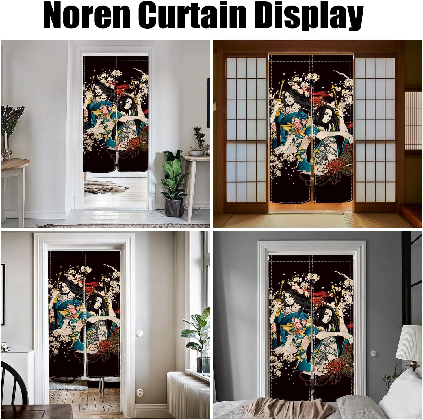 Japanese Style Door Curtain with Ukiyoe Pattern
