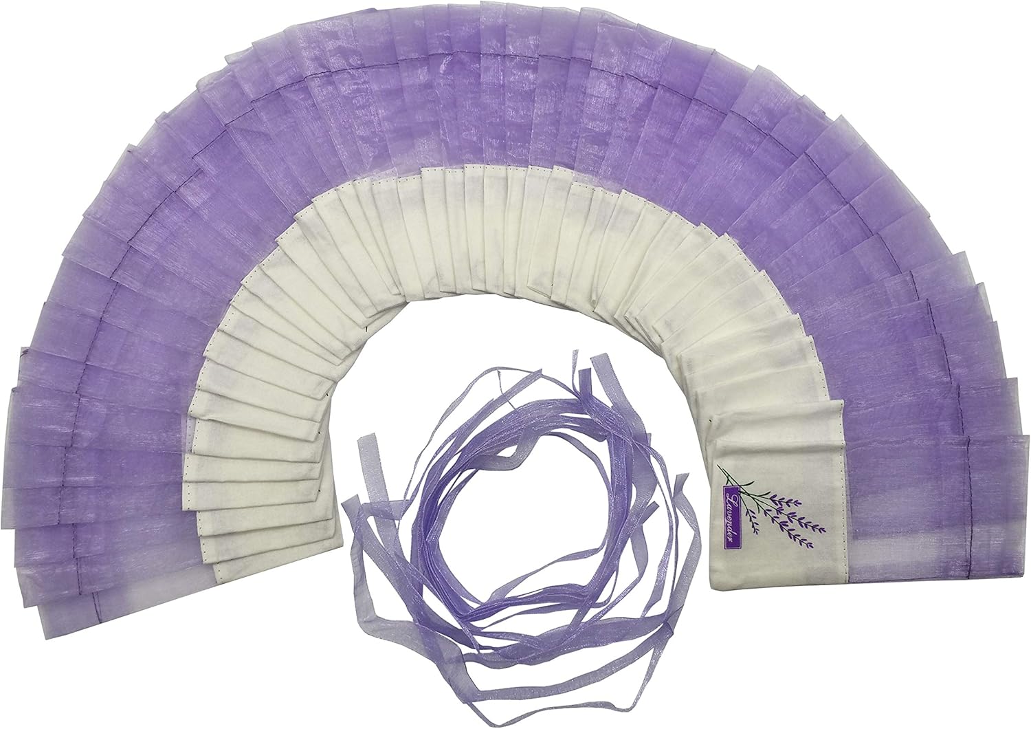 Sanrich 50PCS Lavender Sachet Bags Empty Purple Gauze Ribbons