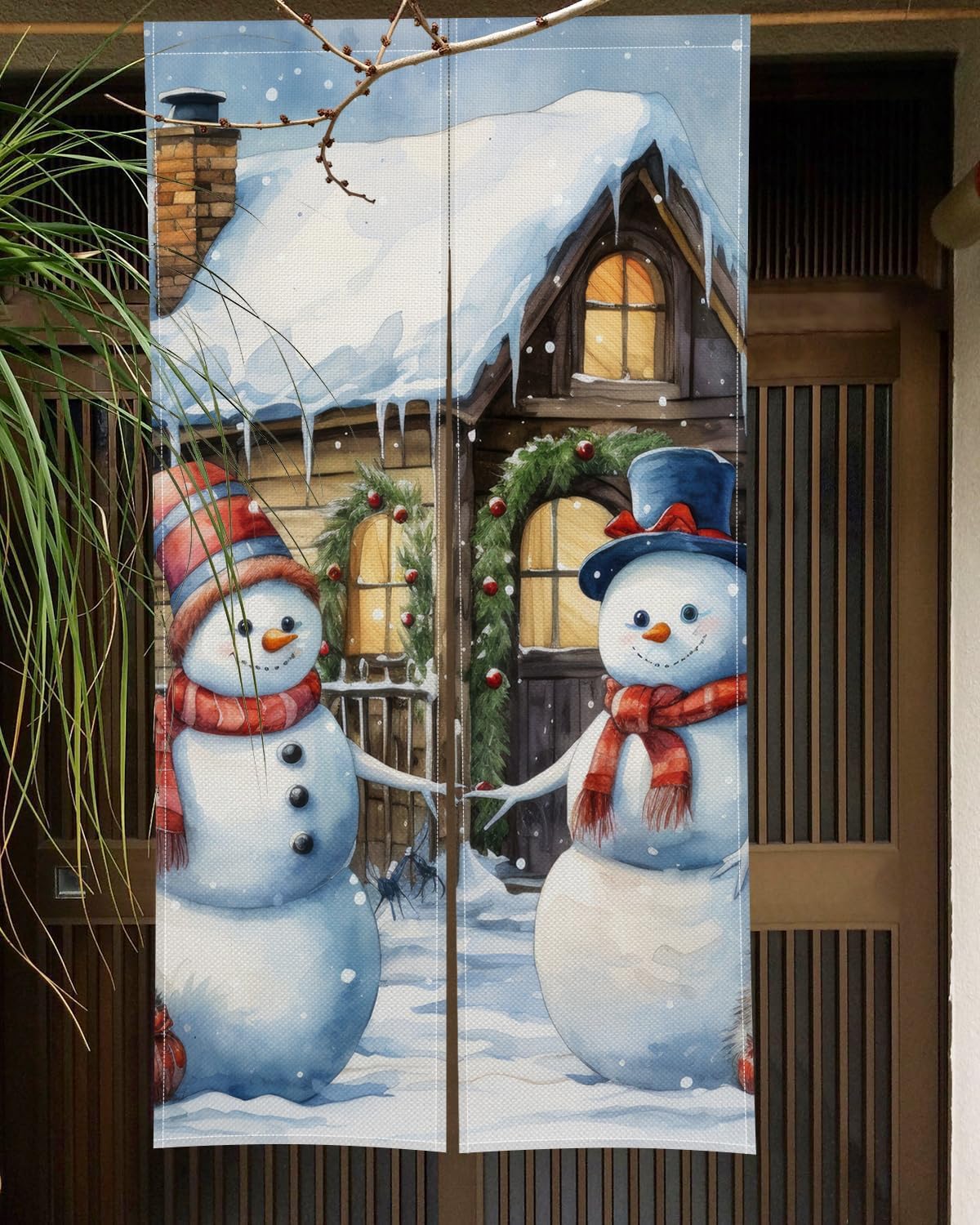 ChloropLastid Snowman Noren Door Curtain 34x60 Inch