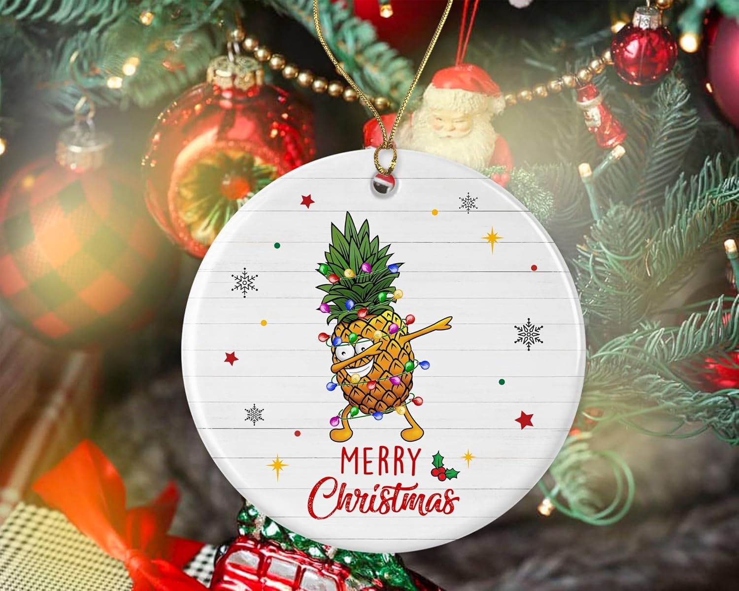 Merry Christmas Pineapple Ornament 2023