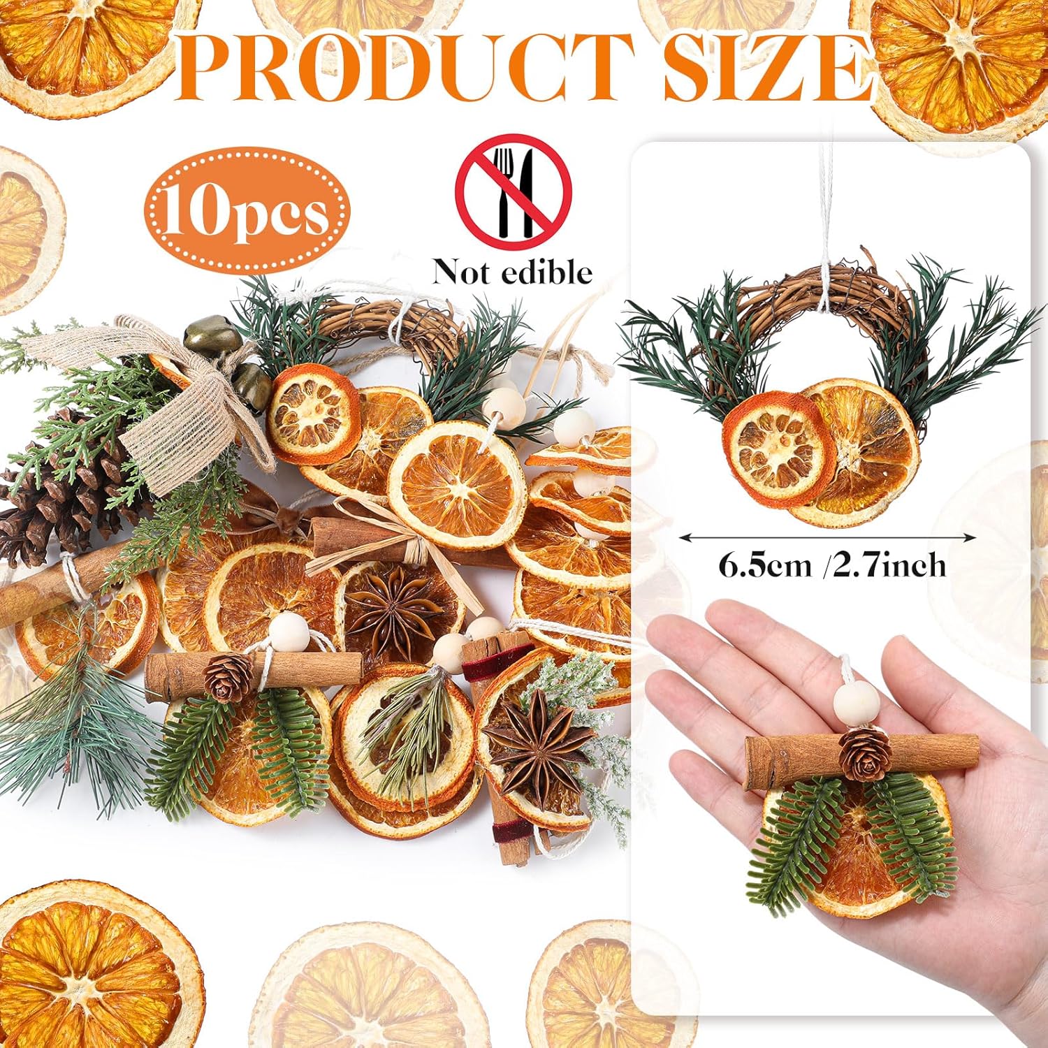 Amyhill 10 Pcs Dried Orange Slice Christmas Ornaments