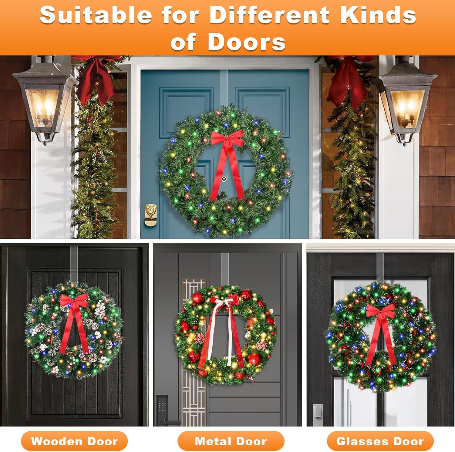 GameXcel 12 Inch Clear Wreath Hanger 4 Pack