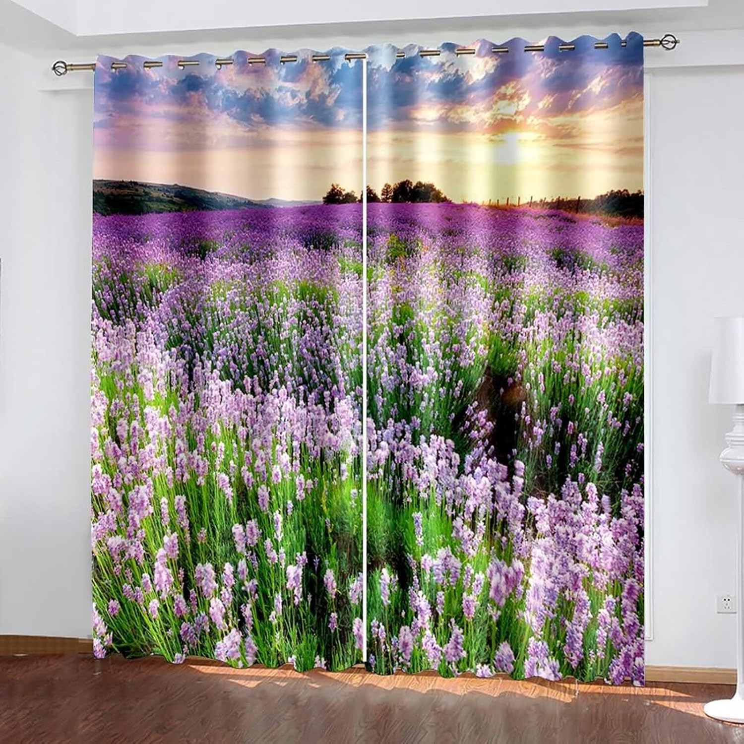 Homxi Blackout Curtains 2 Panels Set Grommet Flowers