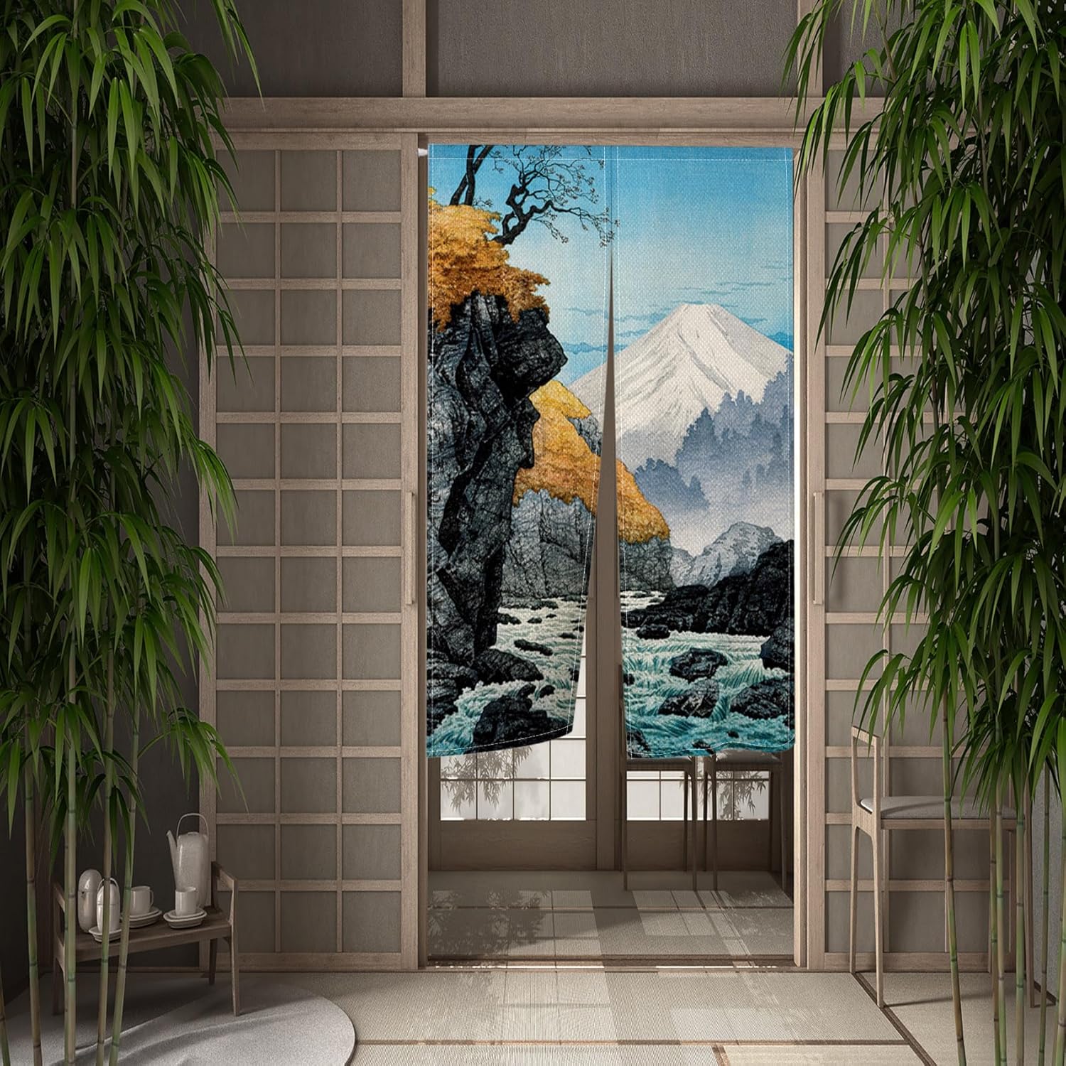 Japanese Noren Door Curtain 34x60 Inches Natural Scenery Design