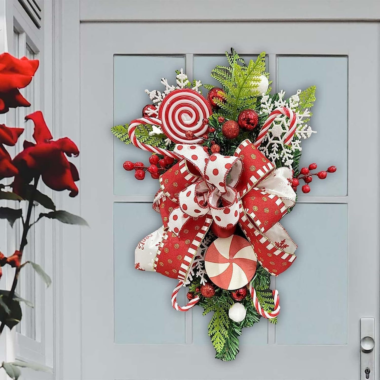FRECI Teardrop Wreath Green Leaves Holiday Decor