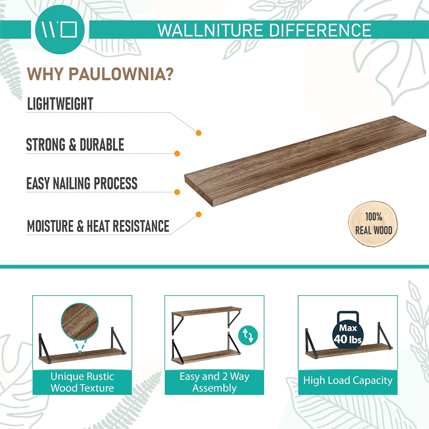 Wallniture Bora Floating Shelves 24x6 Set of 4