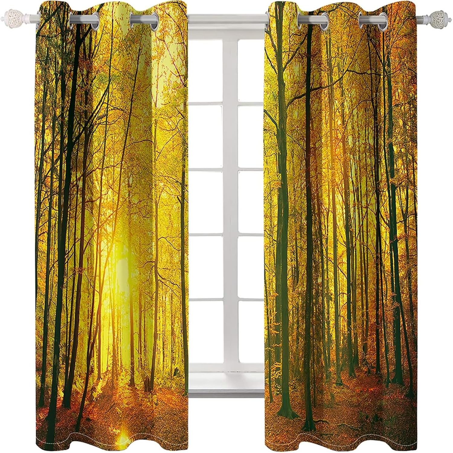Blackout Curtains for Dining Room 2 Pack Yellow Black with Eyelet