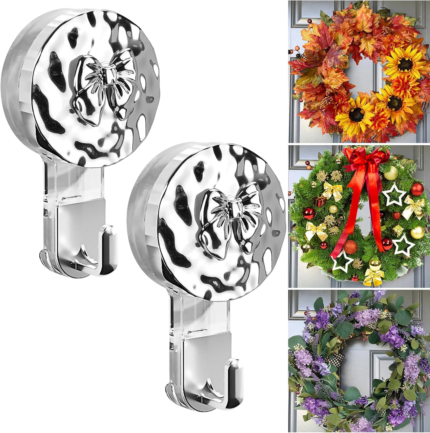 2pcs Suction Cup Wreath Hanger for Glass Windows and Doors
