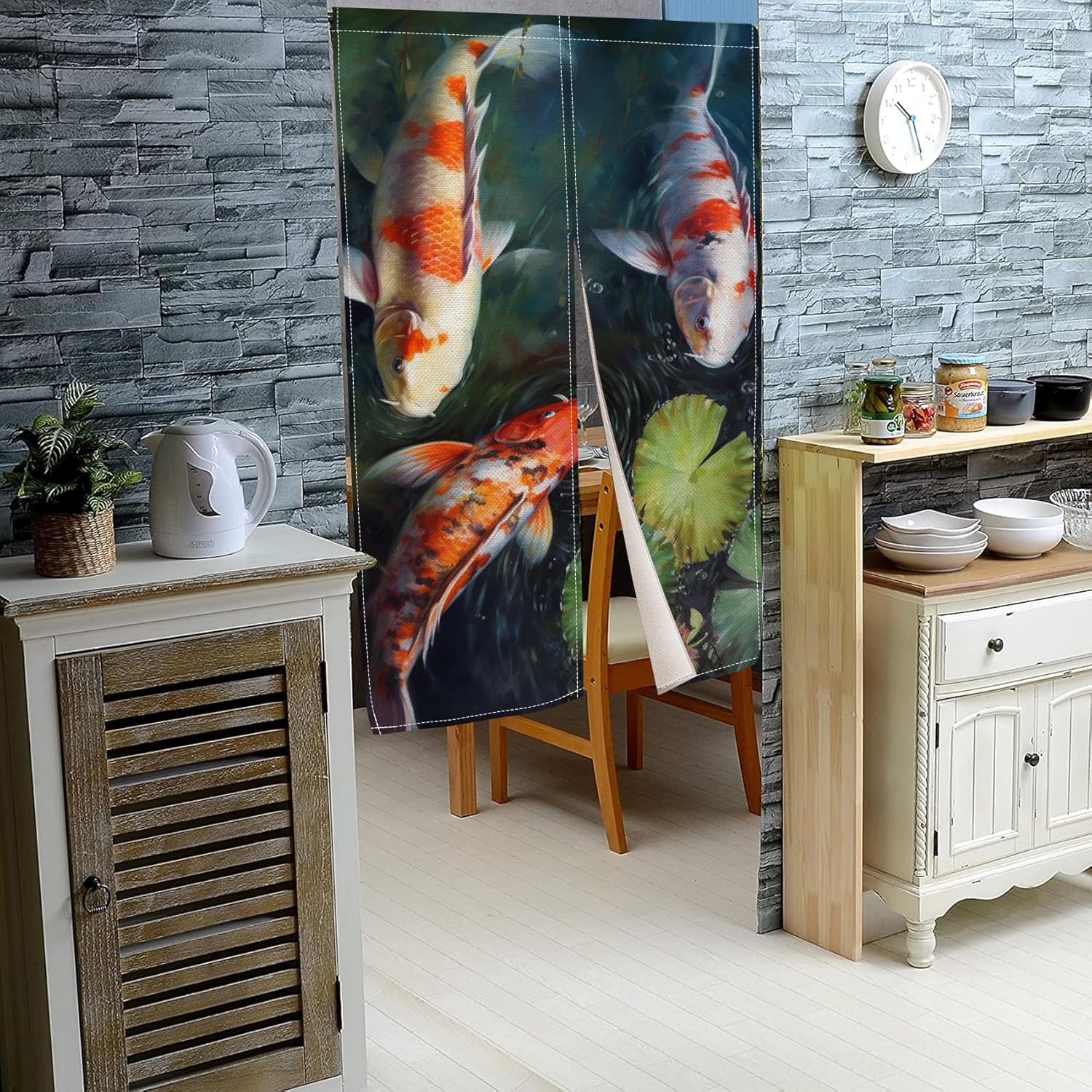 Japanese Noren Door Curtain with Koi Fish Pattern