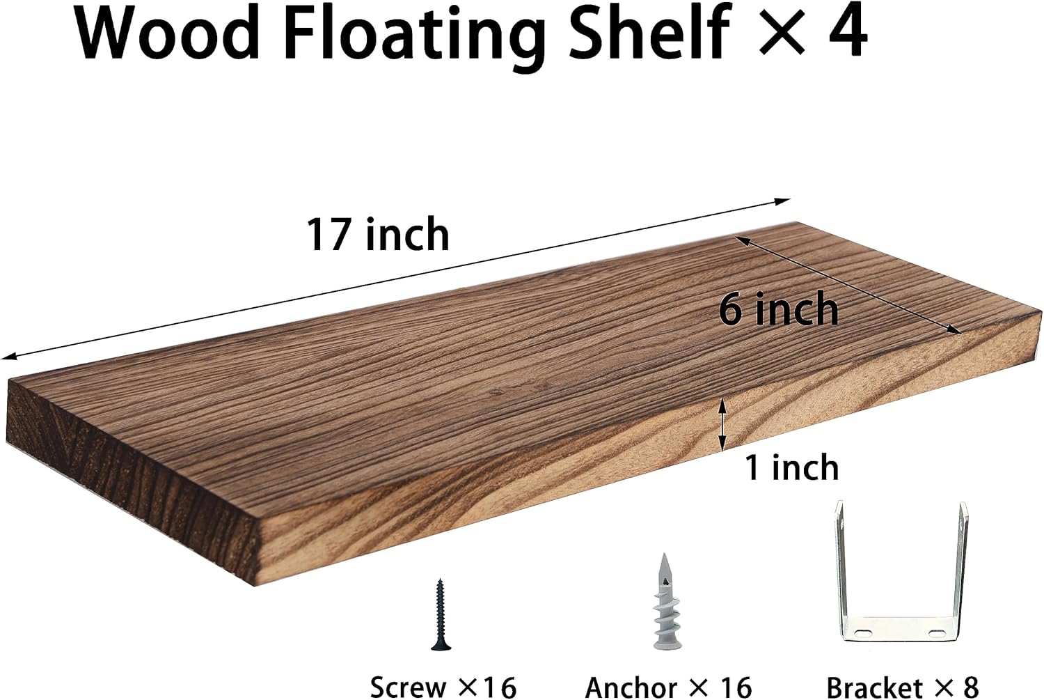 Wood Floating Shelves Set of 4 16 Inch