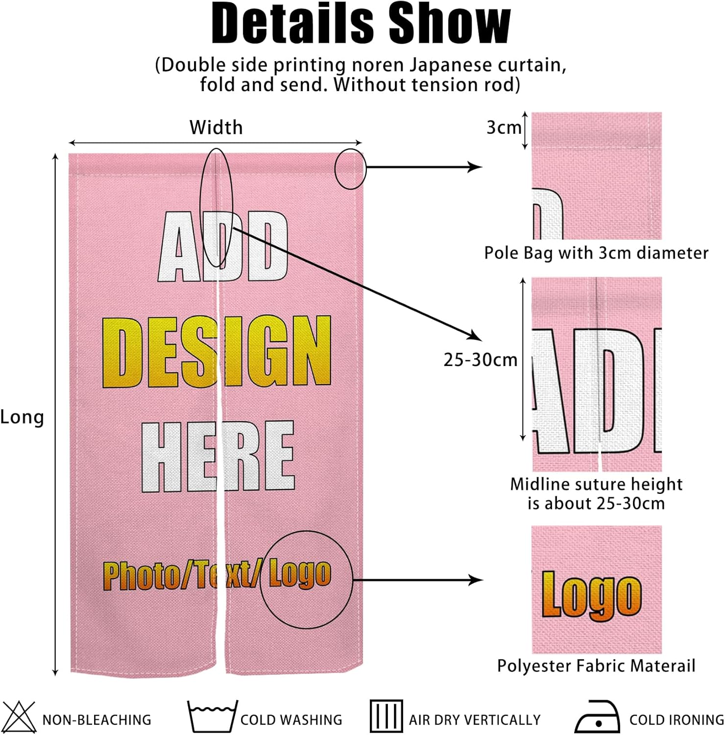 Custom Japanese Double Sided Noren Curtain for Door Divider