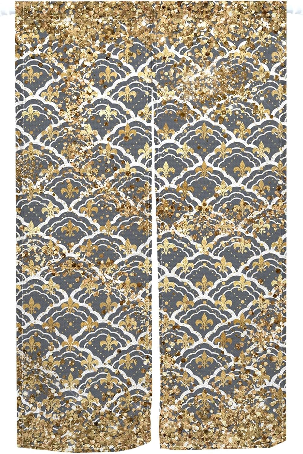Traditional Japanese Noren Door Curtain with Gold Sequins