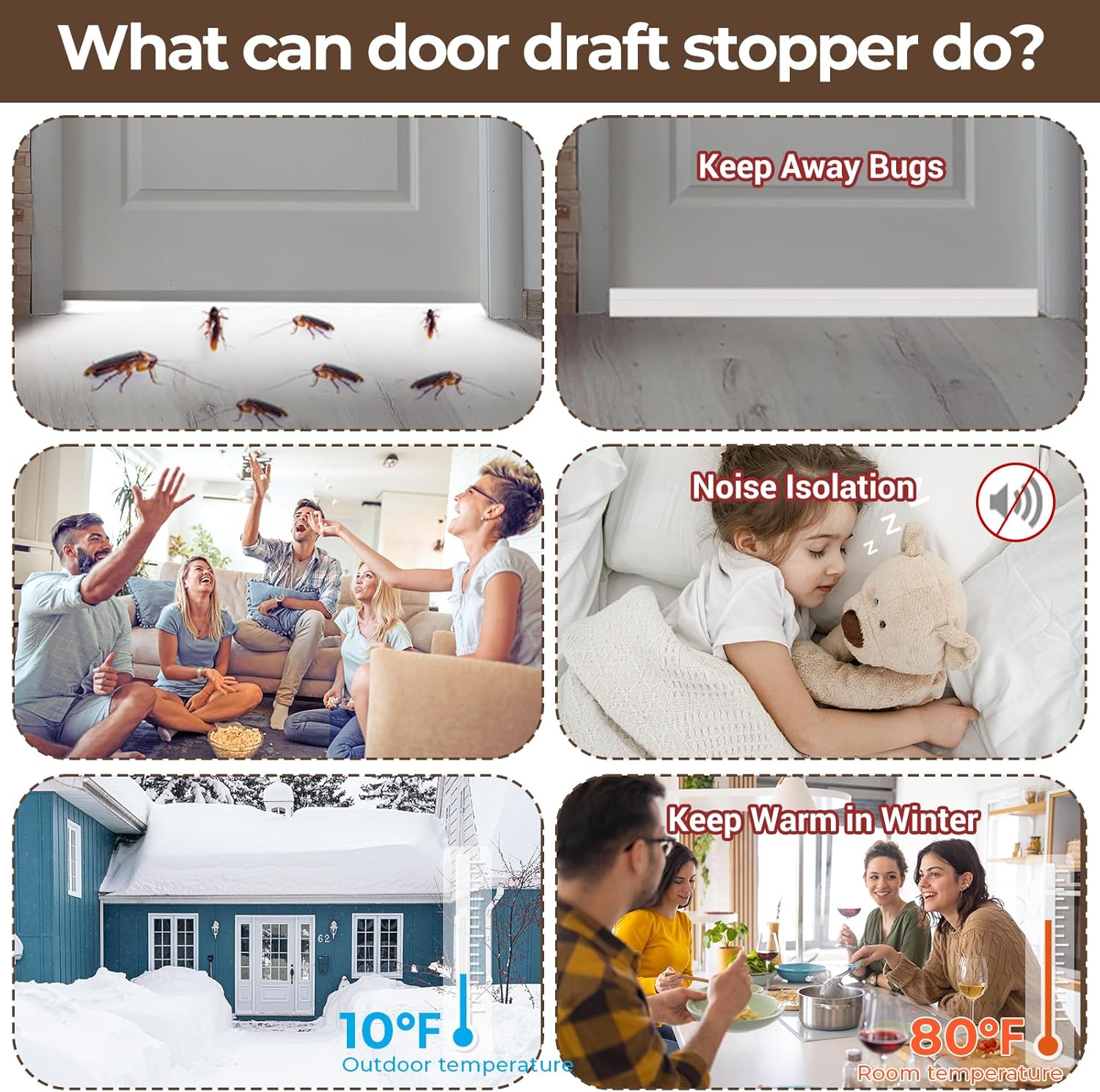Ohuhu Door Draft Stopper 2 Pack 39 Inch Black silicone Seal