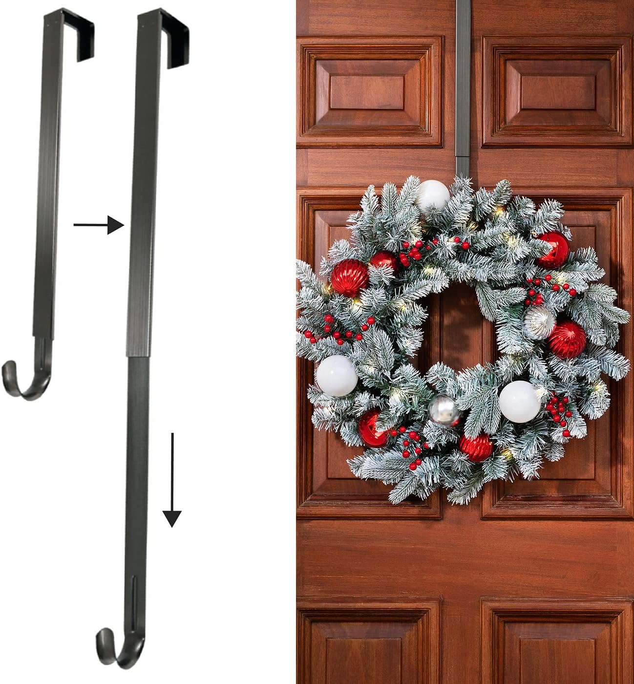 Haute Decor Adjustable Wreath Hanger 2 Pack - Brushed Nickel