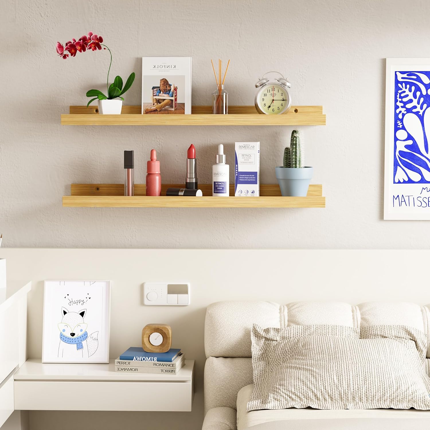 24 Inch Bamboo Floating Shelves Set of 2