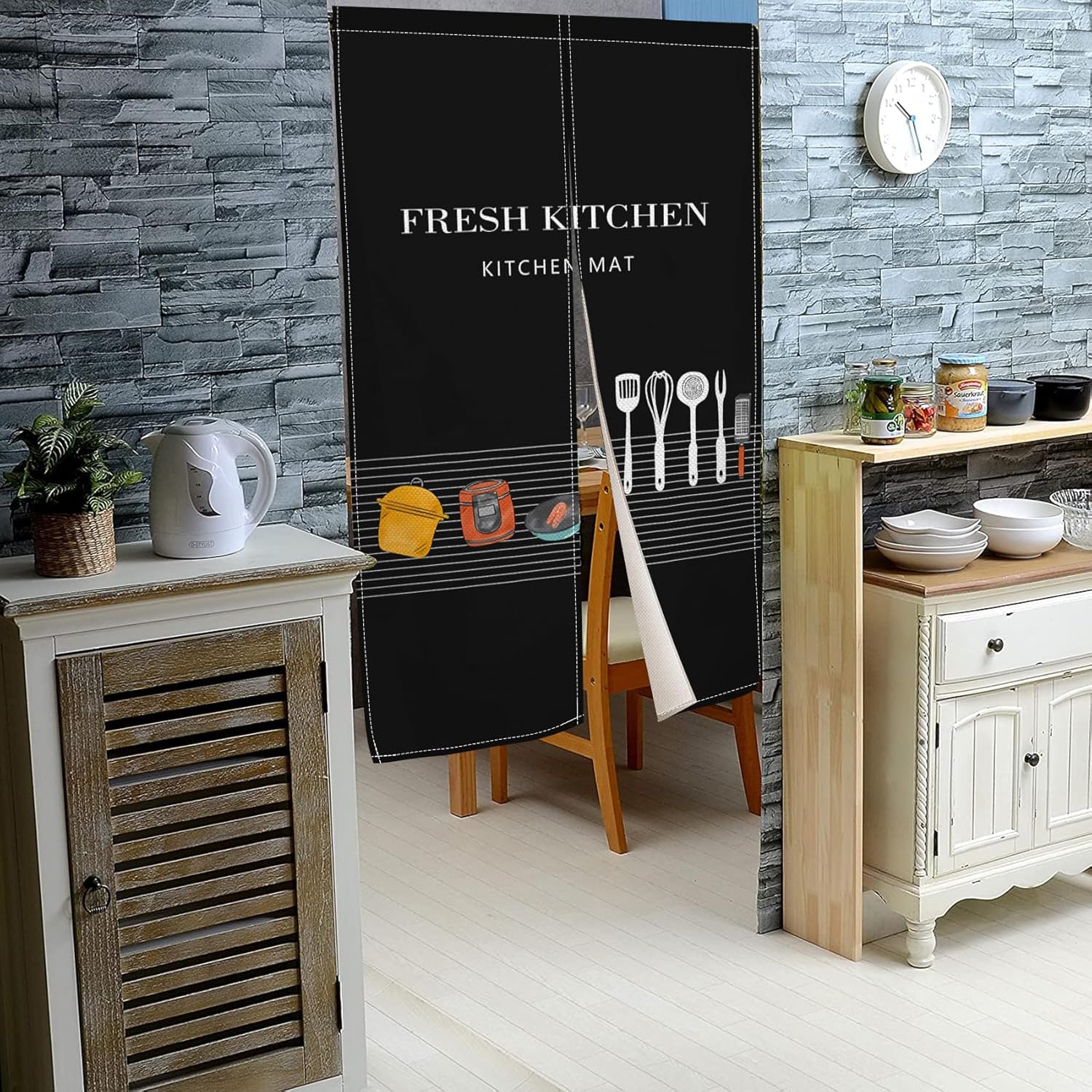 Leowefowa Japanese Doorway Curtain Noren Kitchen Privacy Panel