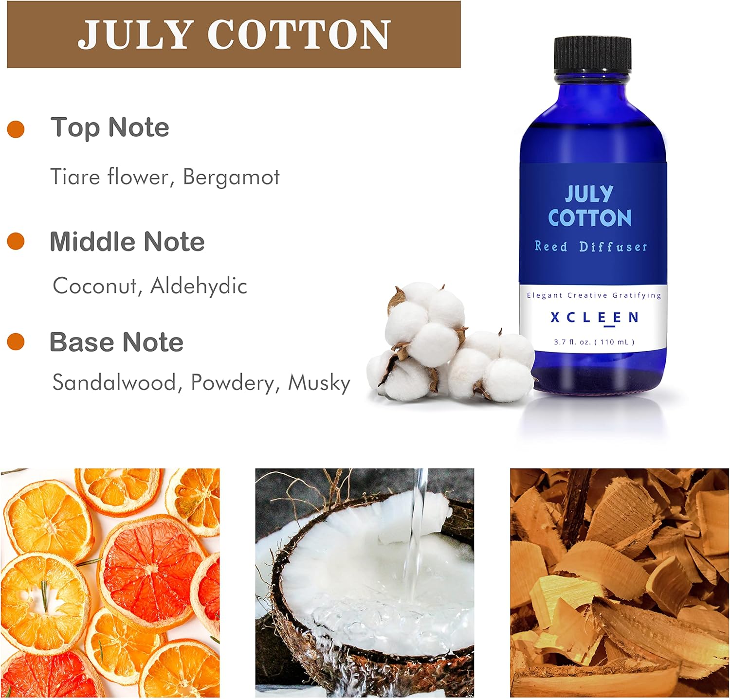 Xcleen July Cotton Reed Diffuser Set 37 Oz Aromatherapy