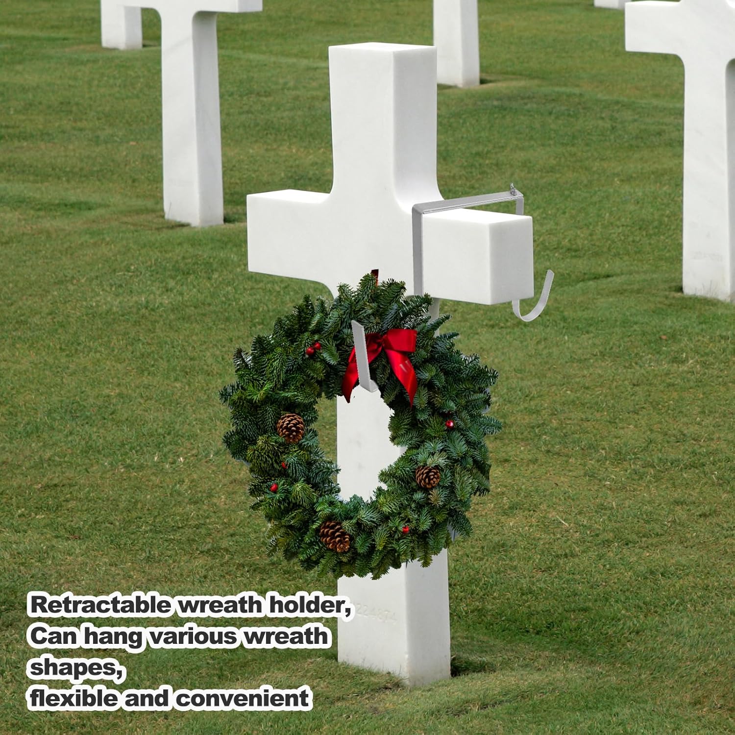 4PCS Heavy Duty Metal Wreath Hanger for Gravestone