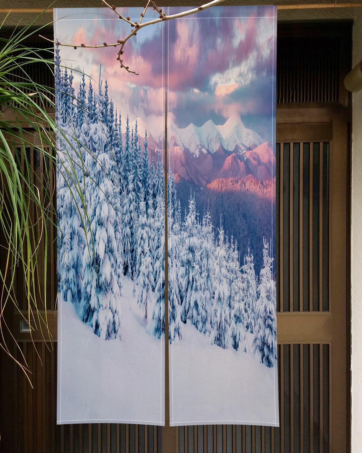 ChloropLastid Winter Wonderland Noren Door Curtain 34x60 Inches