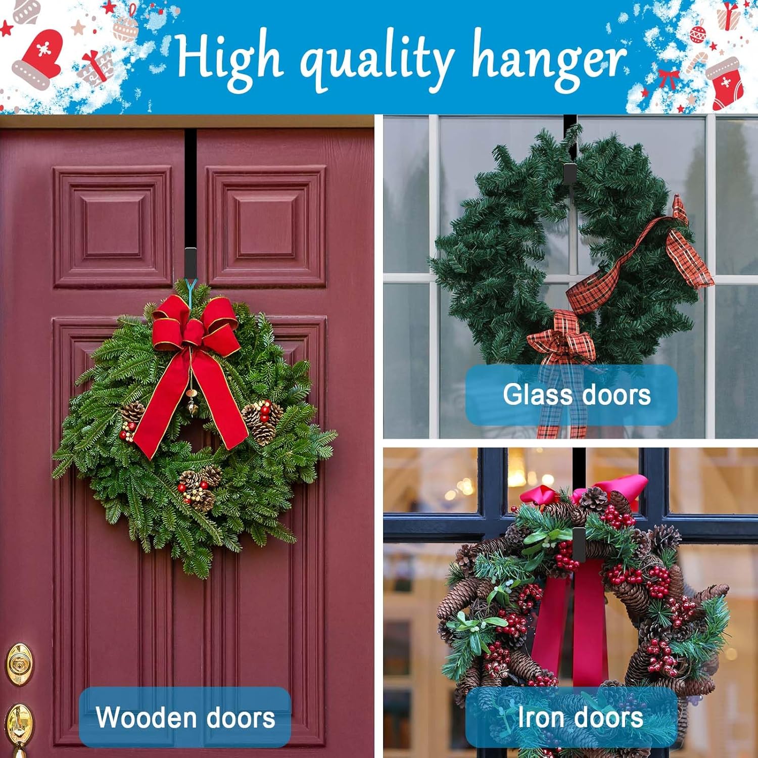 4 Pack 15 Inch Wreath Hangers for Front Door