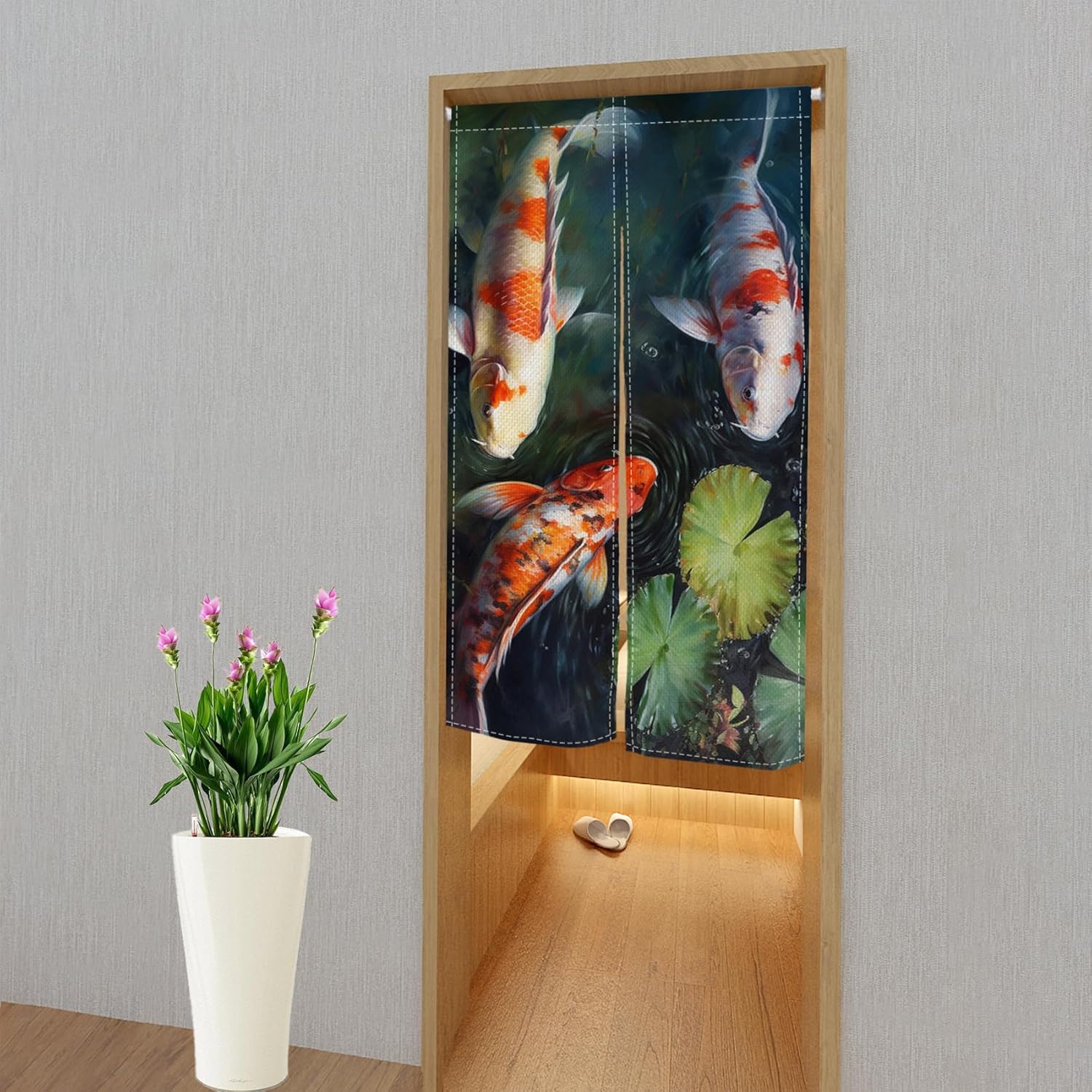 Japanese Noren Door Curtain with Koi Fish Pattern