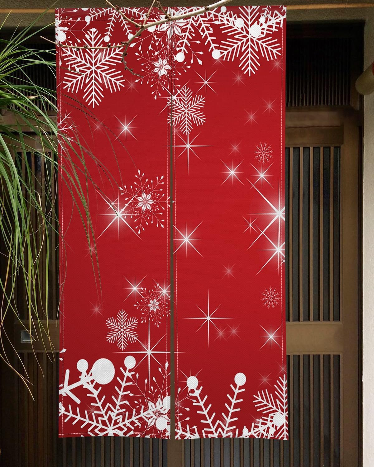 ChloropLastid Japanese Noren Door Curtain Red Christmas 34x60