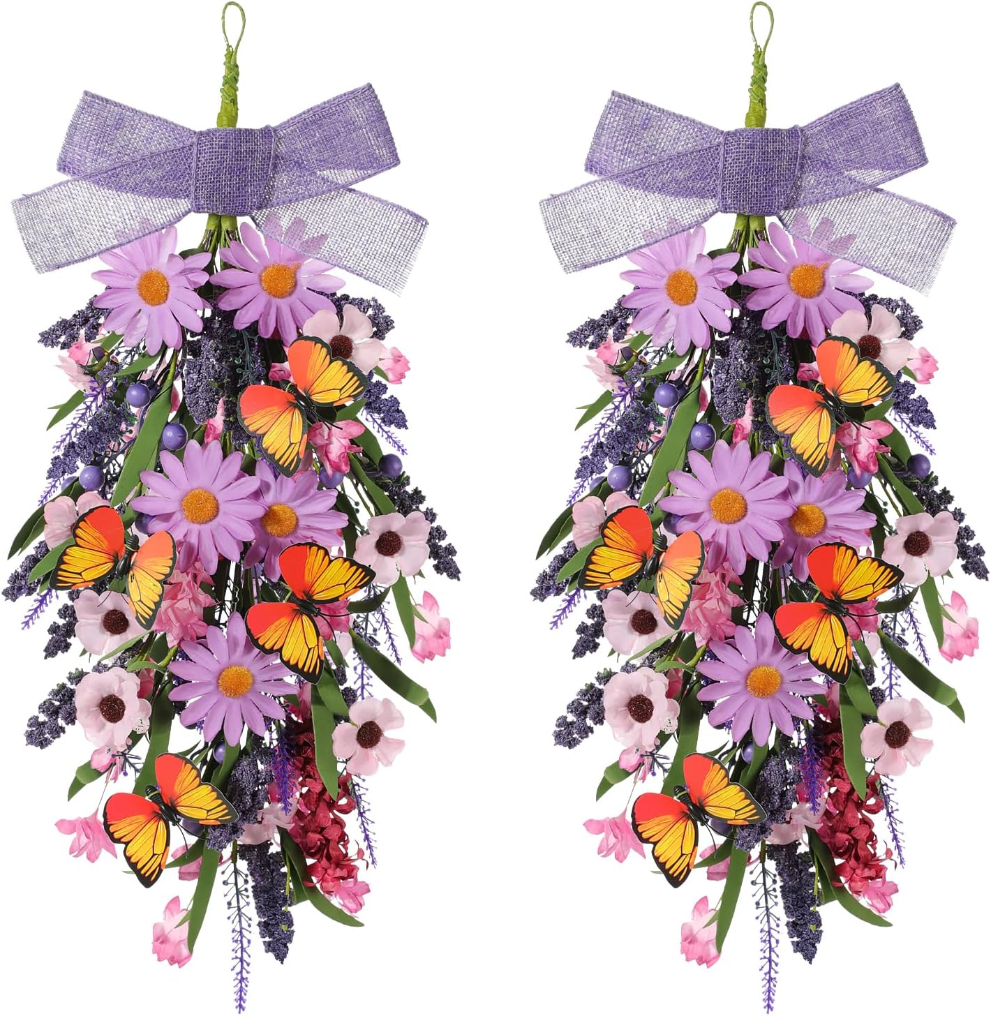 GLOMAXLY Purple Lavender Wreath Swag Decor 2PCS