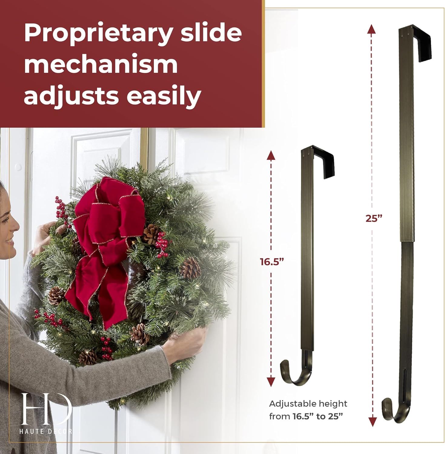 Haute Decor Adjustable Wreath Hanger with Pumpkin Icon