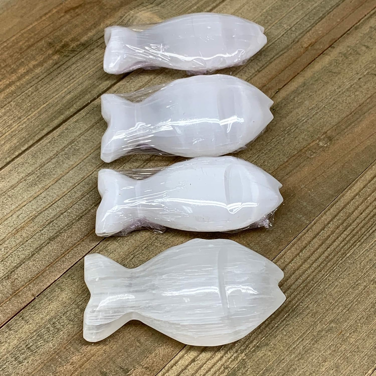 White Selenite Fish Crystal Handcrafted Morocco