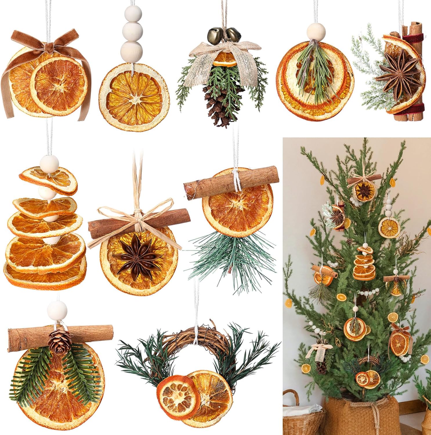 Amyhill 10 Pcs Dried Orange Slice Christmas Ornaments